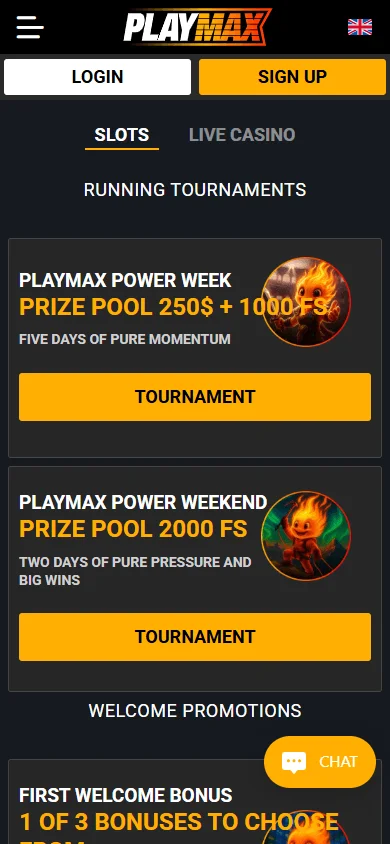 Playmax Casino mobile promotions area with free spins and bonus campaigns